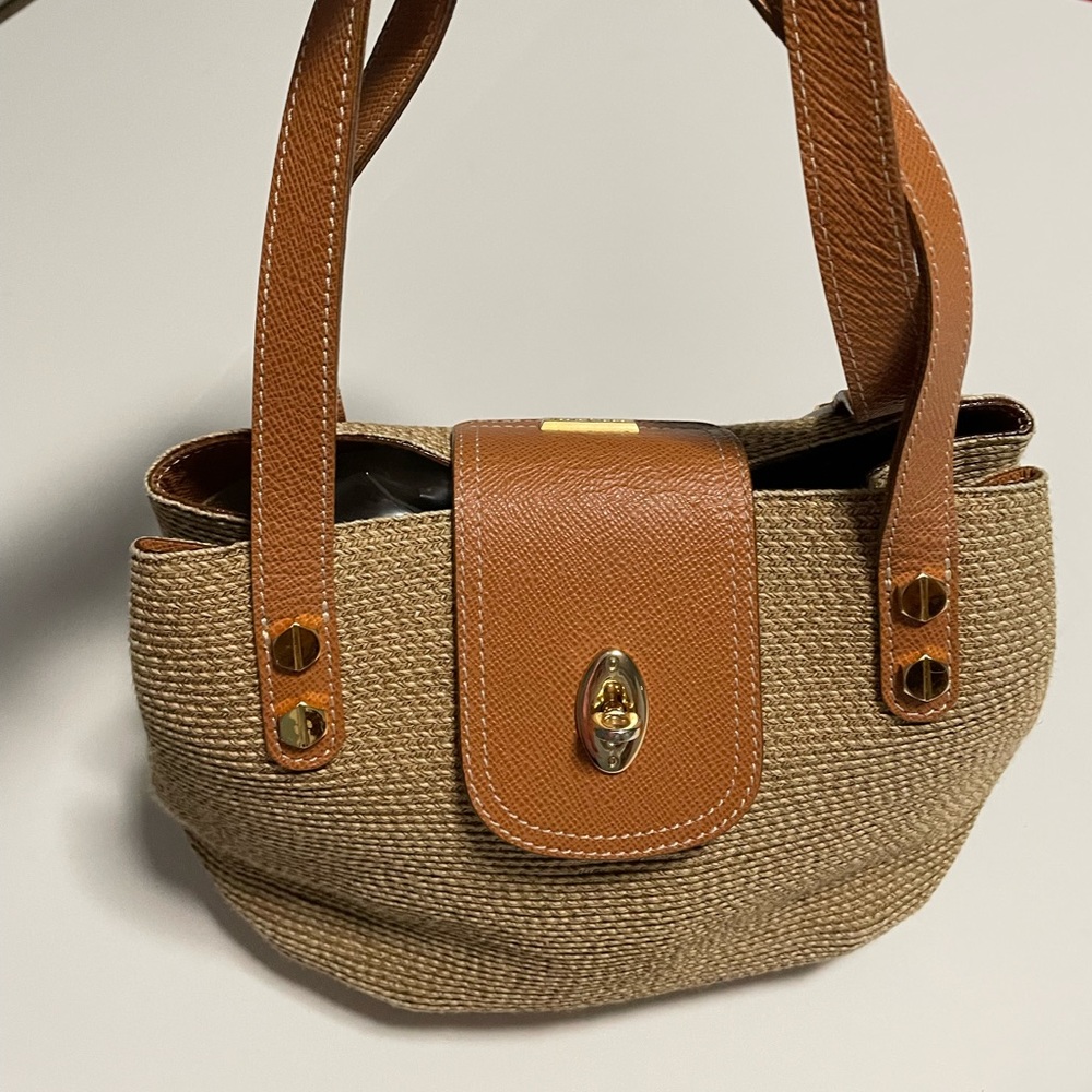 Eric Javits Leather and Straw Handbag
